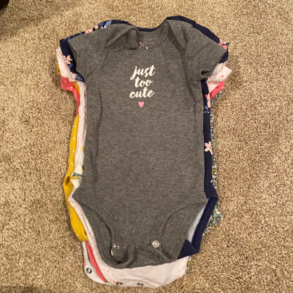 12 Carter’s brand baby girl onesies size 6M